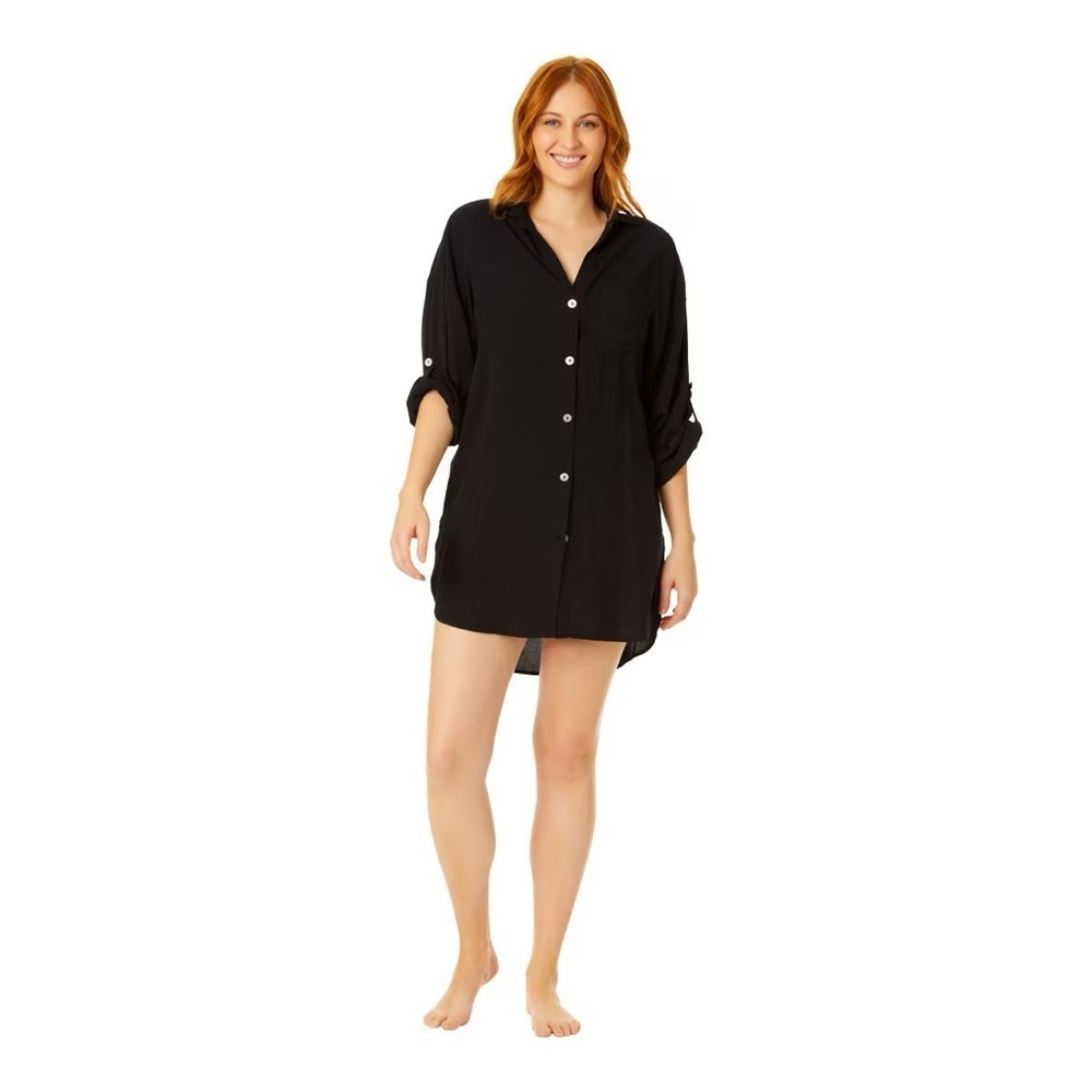 Anne Cole Shirttail Button Down Beach Coverup Large/XLarge
